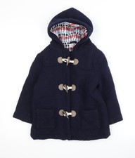 Cath Kidston Girls Blue Duffle Coat 4-5 Years, Wool Blend, Hooded