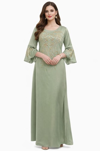 Designer satin maxi midi dress - maxi,
