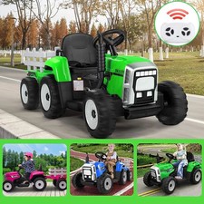 12V Kids Electric Ride On Tractor With Trailer & Parental Remote Control Toy Car