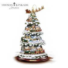 Bradford Thomas Kinkade Wonderland Express Christmas Tree Decor Santa Trains 16"