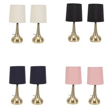 Pair of Touch Table Lamps Lampshades Bedside Lights Reading Lamps Living Room