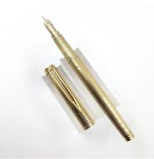 Waterman Gentleman Gold Plated Godron Fountain Pen Fine 18k Gold Nib, VGC