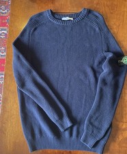Stone Island Navy Cotton Heavy Knit Ribbed Jumper L