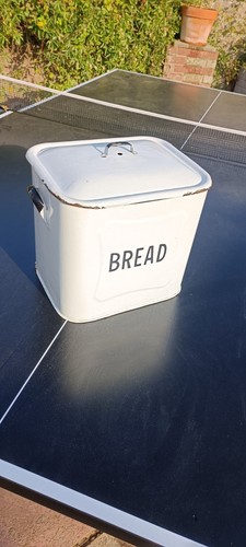 Vintage white enamel bread - enamel, bin