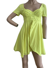 CHRISTOPHER KANE TOPSHOP NEON YELLOW BABYDOLL MINI DRESS UK 14 EU 42 US 10 BNWT