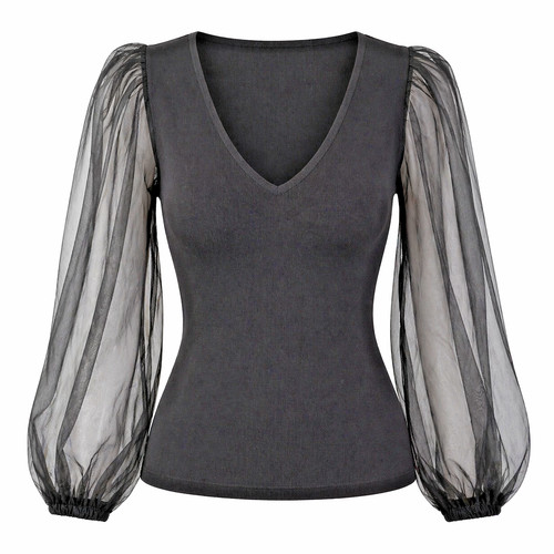 Zara black organza puff sleeve - zara,