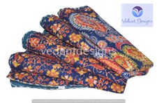 Reversible Mandala Kantha Quilt Orange Twin Blanket Bohemian Bed Runner Gudari