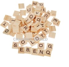 200 WOODEN SCRABBLE TILES BLACK LETTERS NUMBERS FOR CRAFTS WOOD ALPHABETS