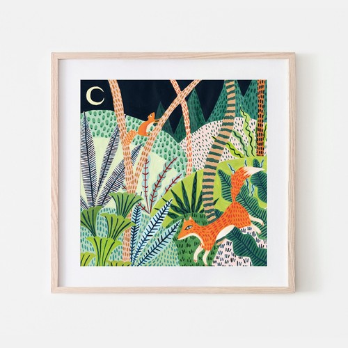 Fox woodland print - print,