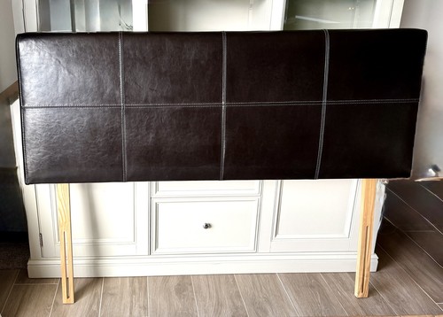 Dark brown leather headboard - brown,