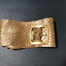 Topshop Belt Vintage Gold Snake Print Belt Wide Metallic Disco Glam 80s M/L