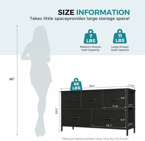 Drawers wide fabric chest - 5,
