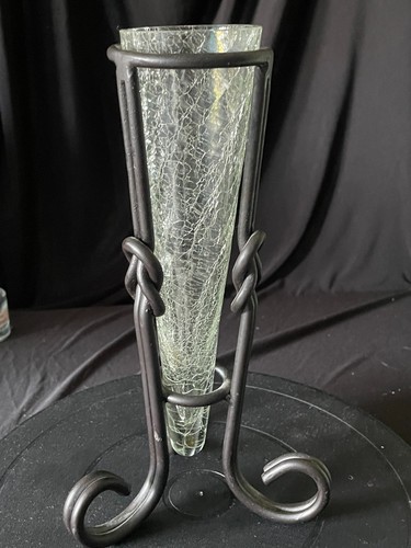 Crackle glass bud vase - crackle,