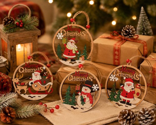 Wooden christmas ornament - wooden,