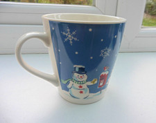 Rare Cath Kidston Mug Cup: Snowmen,  Stars, Snowflakes, Trees, Post Box.  VGC