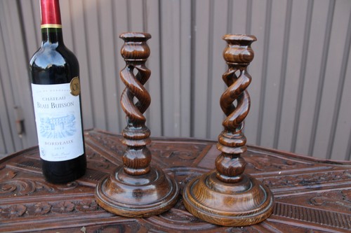 Pair wood barley twist - pair,