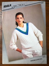 Spectrum 6018 knitting pattern ladies DK v-neck rib pattern cricket sweater