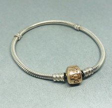 Genuine Pandora Moments  Gold Clasp Snake Chain Bracelet ALE R 19cm