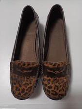 LADIES FOOTGLOVE ANIMAL PRINT & BROWN SLIP ON SHOES SIZE 6