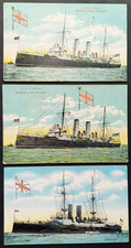 3 Early  HMS  BULWARK  & APOLLO  Battleships  Postcards