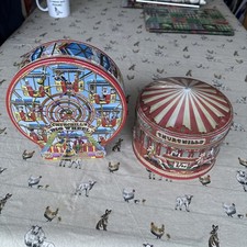 Churchill Biscuit Tins X2 Ferris Big Wheel Roundabout Carousel Vintage Empty