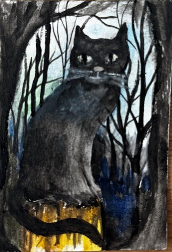 Aceo original watercolour cats - aceo,
