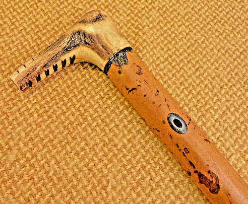 Antique antler handle walking - antler,