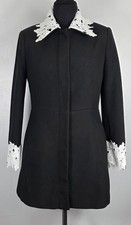 Zara Coat Size S Black W/White Lace Trim Jacket Dark Academia Smart Casual Work