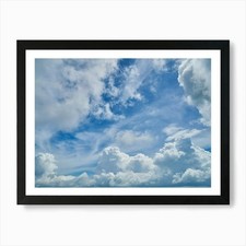 Blue Sky With Clouds Art Print Framed Wall Art Poster Canvas Print Picture