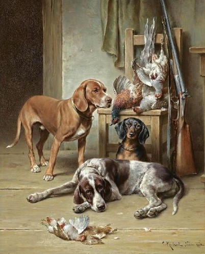 Hunting gun dog scene - scene,