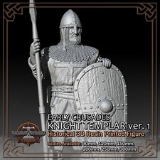 Crusader Knight Templar 1 - Scale 1/18 to 1/6 - 3D Resin Printed Figure Model
