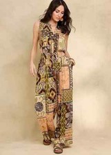 TOGETHER Brown Print Wide Leg Jumpsuit    UK 18 Plus    (fm135-49)