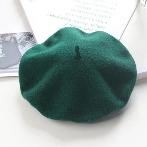 Plain beret hat wool - wool, autumn