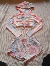 Bo+Tee Cropped Hoodie And Short Set, Size M, New Without Tags