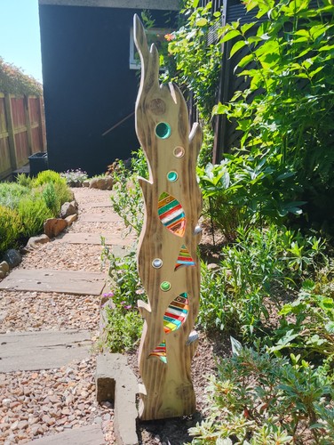Stained glass garden fish - stained,