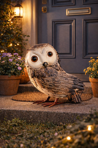 Metal owl garden ornament - metal,