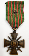 WW1 France French Military Medal Croix De Guerre 1914-1918 With Star