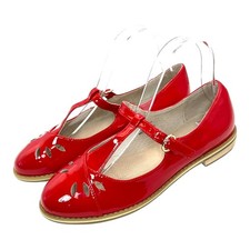TOPSHOP Shoes Women's UK Size 5 Red Gwenny Mary Jane T-Bar Almond Toe Buckle