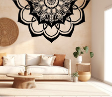Over-Sofa Half Mandala Wall Sticker – Boho Floral Headboard Vinyl Decal