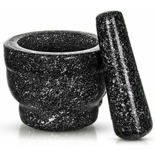 LARGE GRANITE PESTLE AND MORTAR SPICE HERB CRUSHER GRINDER GRINDING PASTE