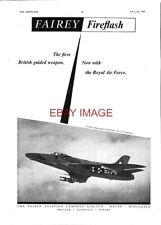 1957 Advert Fairey FIREFLASH Air-to-Air Guided Missile Vintage Aircraft Print Ad