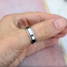 925 Sterling Spinning Worry Band Finger Thumb Ring 5mm Wide Mens Womens