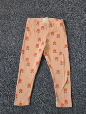 Bobo Choses Baby Leggings Pink Red Flower Ribbed 18 24 Months 2 3 Years