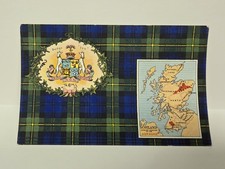 Vintage Postcard Scotland Gordon Clan Tartan & Map W & A K Johnston c1930s