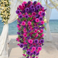 2PCS Artificial Fake Hanging Basket Plants Silk Flowers Vine Home Decor-Outdoor