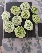 X10 Mint & Sage Green Foam Flowers, 6cm