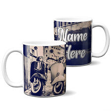 Personalised Black & White Scooter Mug Vespa Mod Biker Dad Grandad Gift KSU54