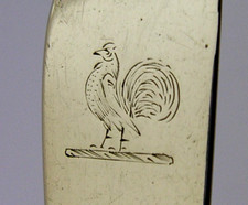 LARGE IRISH STERLING SILVER COCK FAMILY CRESTED SCOOP SPOON 1887 ANTIQUE 6.75ins