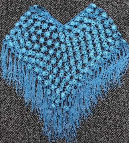New hand crochet blue poncho - crochet,
