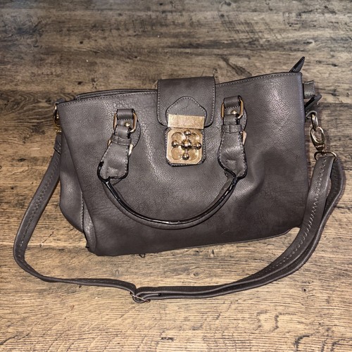 Dark grey faux leather med - leather,